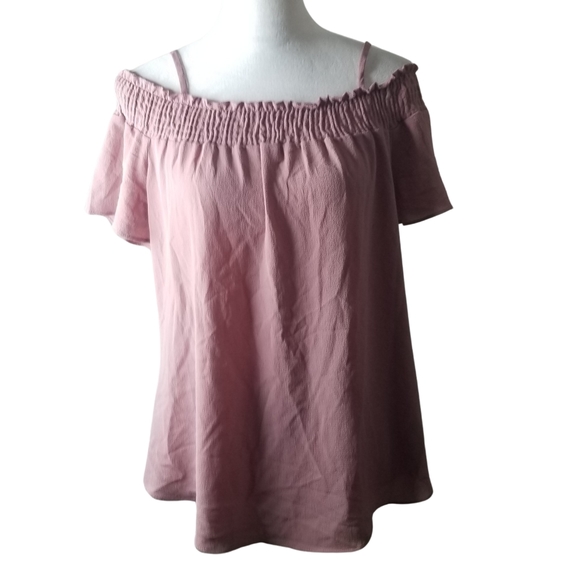 🦋Moa Moa Dusty Rose Off The Shoulder Adjustable Strap Flowy Top - Picture 3 of 5